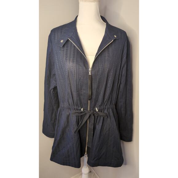 Adam Lippes anorak utility double zip drawstring waist navy jacket lg - Picture 7 of 12